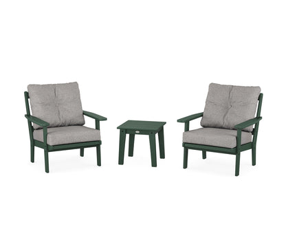 POLYWOOD® Oxford 3-Piece Deep Seating Set in Green / Grey Mist