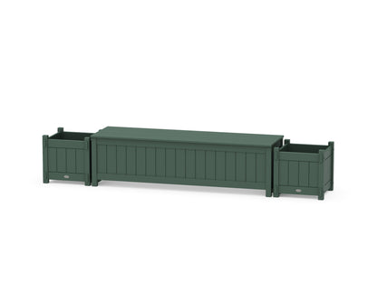 POLYWOOD® 60" Vineyard Straight Planter Storage Bench Set in Green