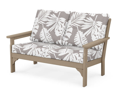 POLYWOOD® Vineyard Deep Seating Loveseat in Vintage Sahara / Leaf Grey Mist