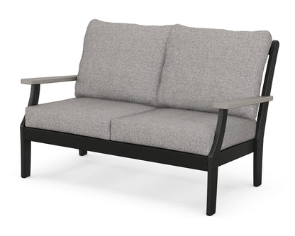 POLYWOOD® Braxton Deep Seating Loveseat in Black / Driftwood / Grey Mist