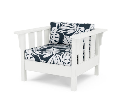 Martha Stewart by POLYWOOD® Acadia Deep Seating Chair in White / Leaf Marine Indigo