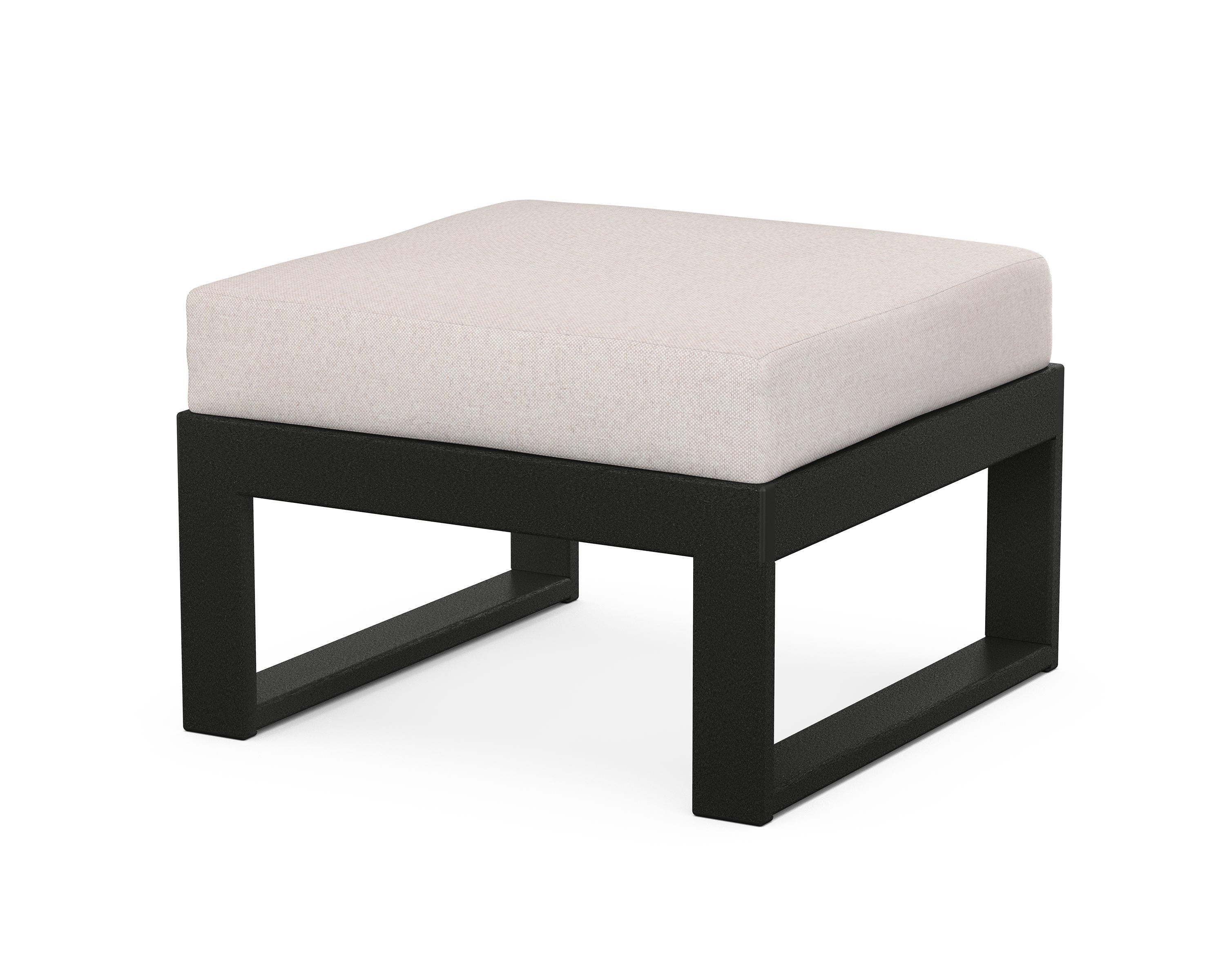 Unbranded Modular Ottoman - Modern in Black / Dune Burlap