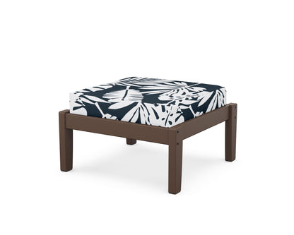 Unbranded Deep Seating Ottoman in Mahogany / Leaf Marine Indigo