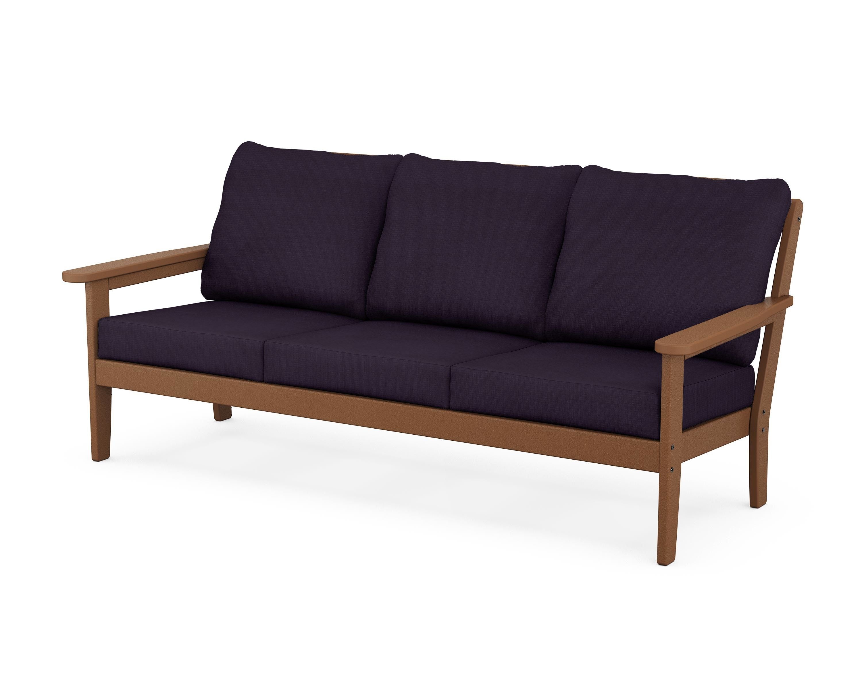 Country Living Cottage Deep Seating Sofa in Teak / Navy Linen