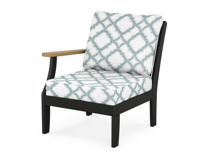 POLYWOOD® Braxton Modular Left Arm Chair in Black / Natural / Trellis Glacier Spa