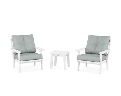 POLYWOOD® Prairie 3-Piece Deep Seating Set in White / Spa