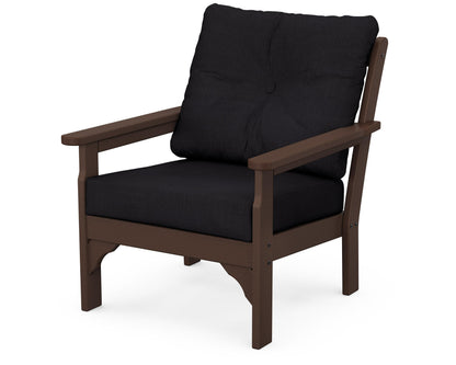 POLYWOOD® Vineyard Deep Seating Chair in Mahogany / Midnight Linen