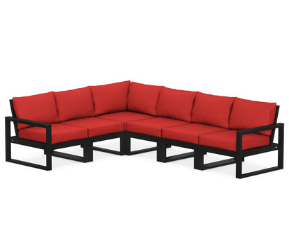 POLYWOOD® EDGE 6-Piece Modular Deep Seating Set in Black / Crimson Linen