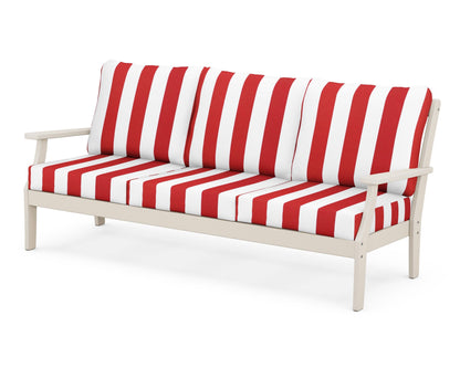 POLYWOOD® Braxton Deep Seating Sofa in Sand / Cabana Stripe Crimson