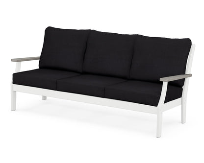 POLYWOOD® Braxton Deep Seating Sofa in White / Driftwood / Midnight Linen