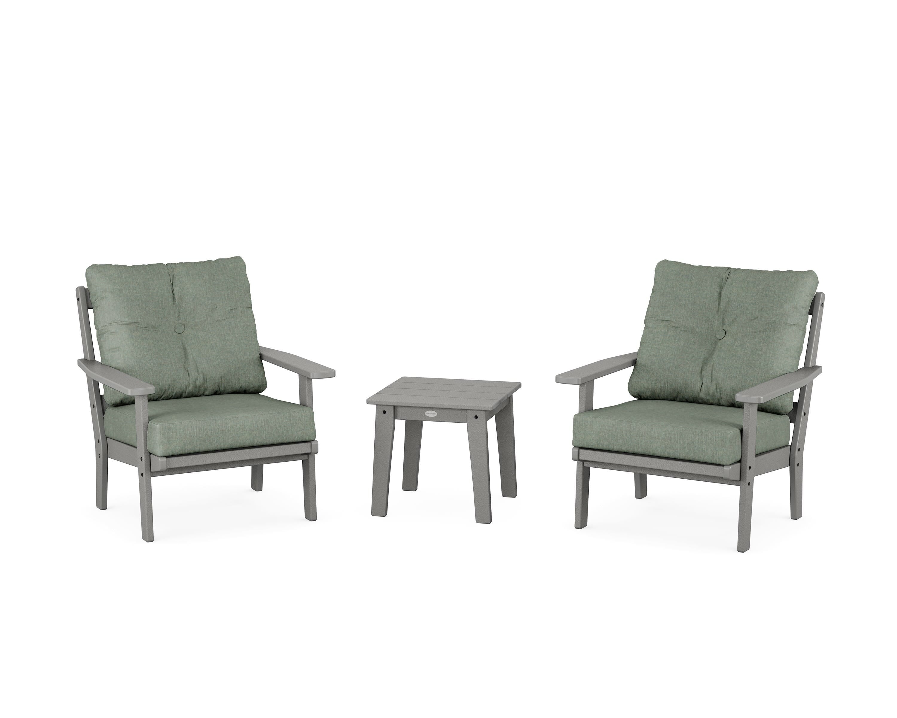 POLYWOOD® Prairie 3-Piece Deep Seating Set in Slate Grey / Cast Sage