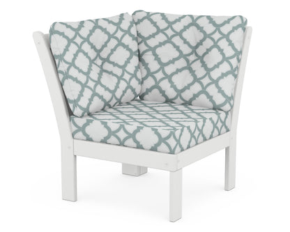 POLYWOOD® Vineyard Modular Corner Chair in White / Trellis Glacier Spa