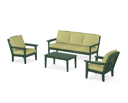 Country Living Cottage 4-Piece Deep Seating Set with Sofa in Green / Chartreuse Boucle