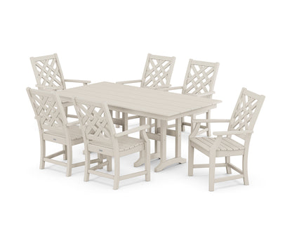 Country Living Wovendale Arm Chair 7-Piece Farmhouse Dining Set in Sand