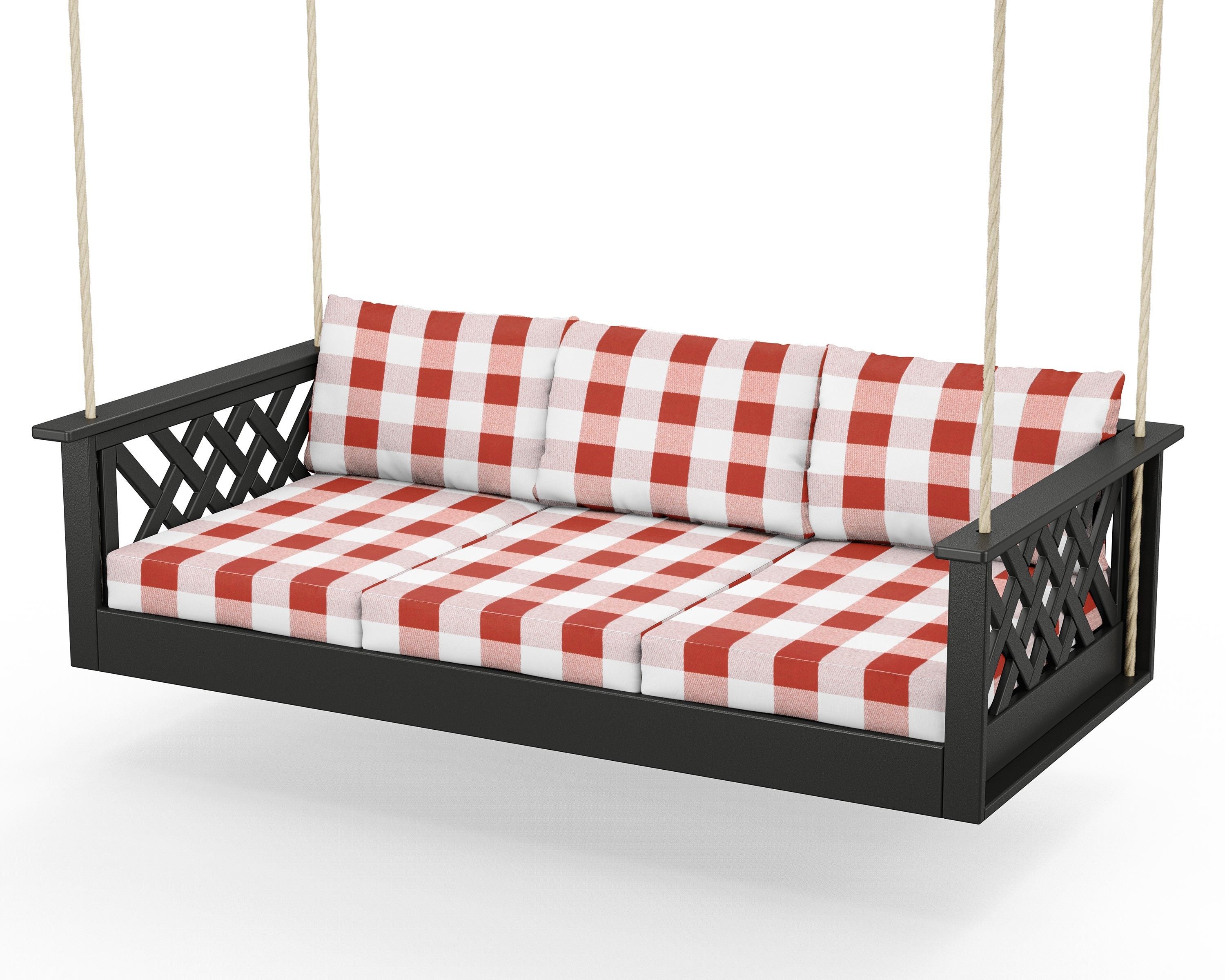 Country Living Wovendale Daybed Swing in Black / Buffalo Plaid Crimson