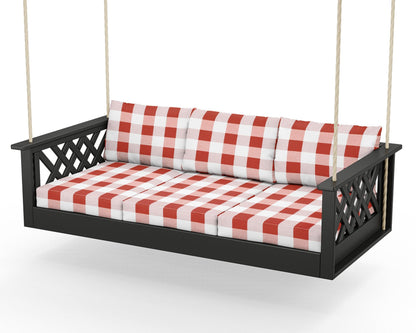 Country Living Wovendale Daybed Swing in Black / Buffalo Plaid Crimson