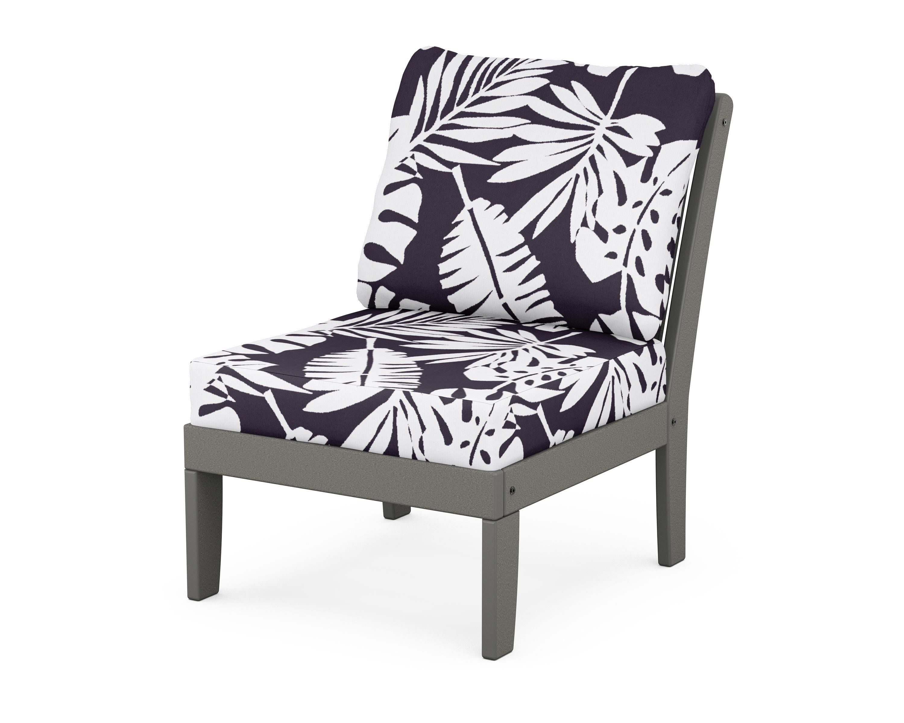 POLYWOOD® Braxton Modular Armless Chair in Slate Grey / Leaf Navy