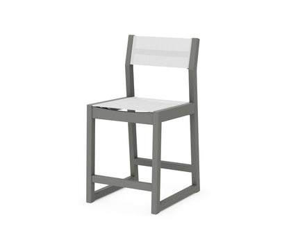 POLYWOOD® EDGE Sling Counter Side Chair in Slate Grey / White Sling
