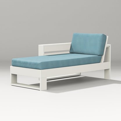 PW Designer Series Latitude Modular Left Arm Chaise in Vintage White / Lattice Sky Blue