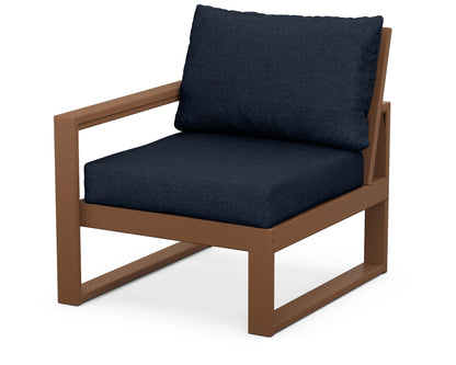 POLYWOOD® EDGE Modular Left Arm Chair in Teak / Marine Indigo