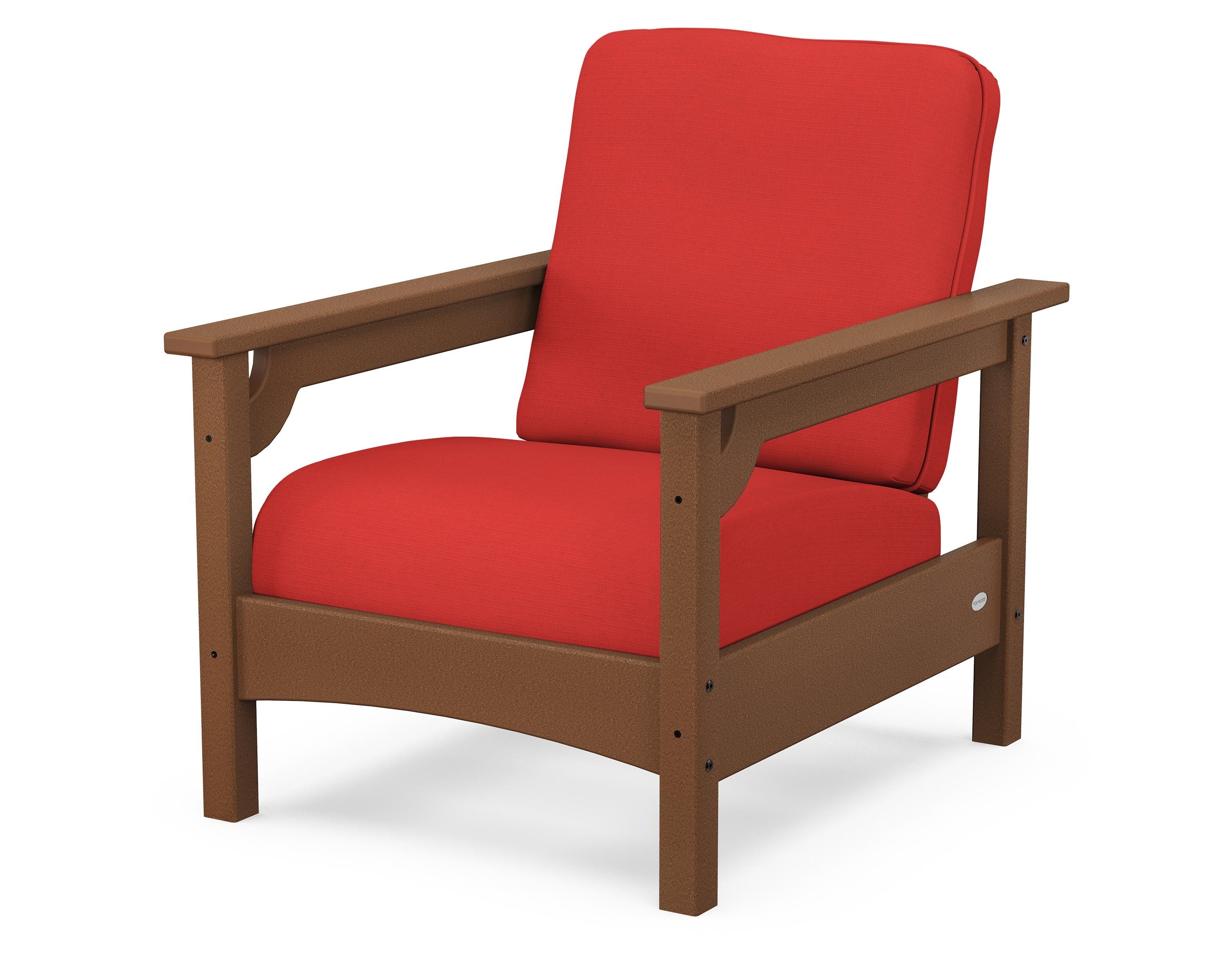 POLYWOOD® Club Chair in Teak / Crimson Linen