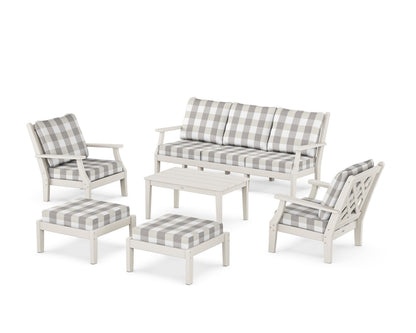 Country Living Wovendale 6-Piece Lounge Sofa Set in Sand / Buffalo Plaid Grey Mist