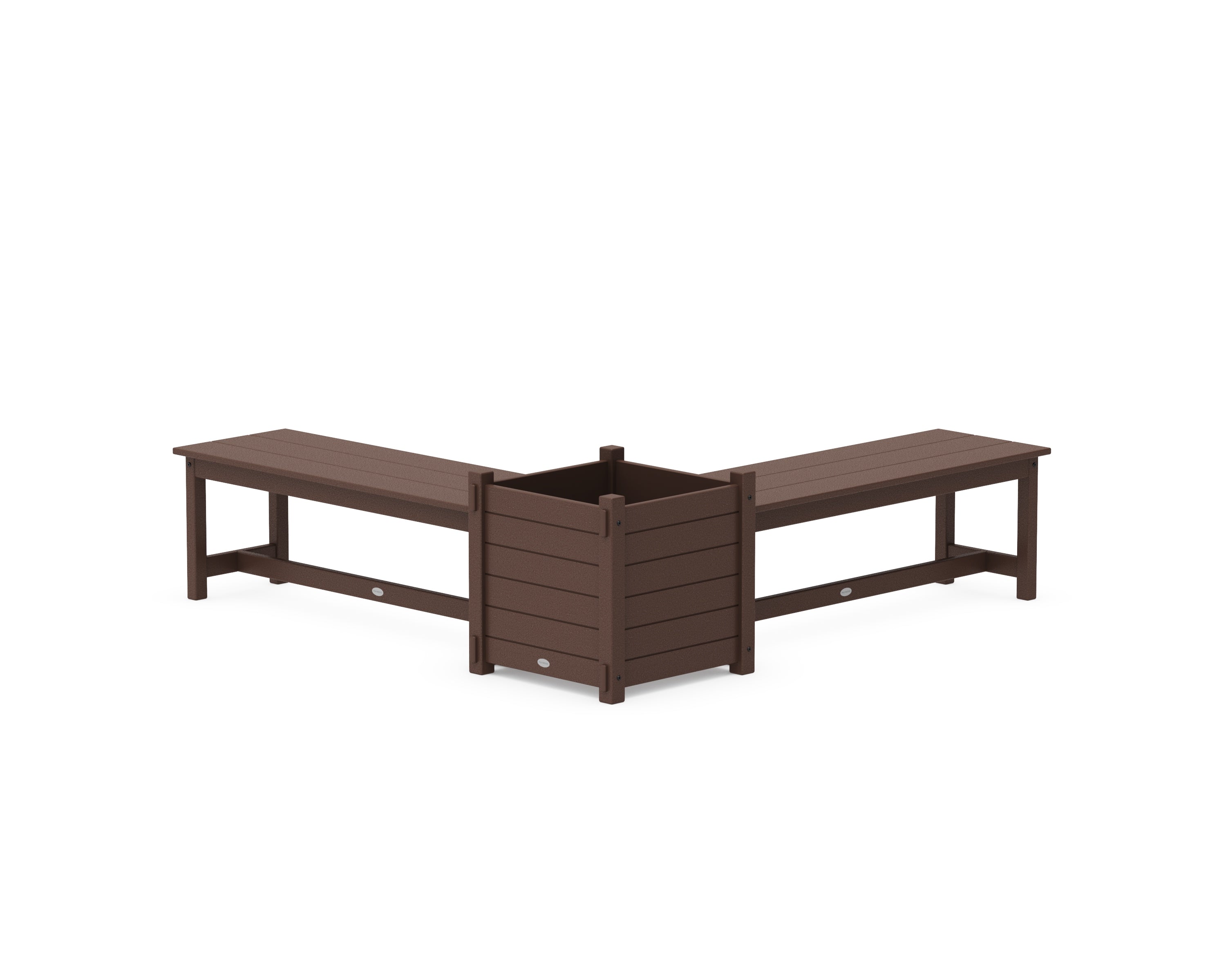 POLYWOOD® 48" Nautical L- Shaped Planter Bench Set- Large in Mahogany