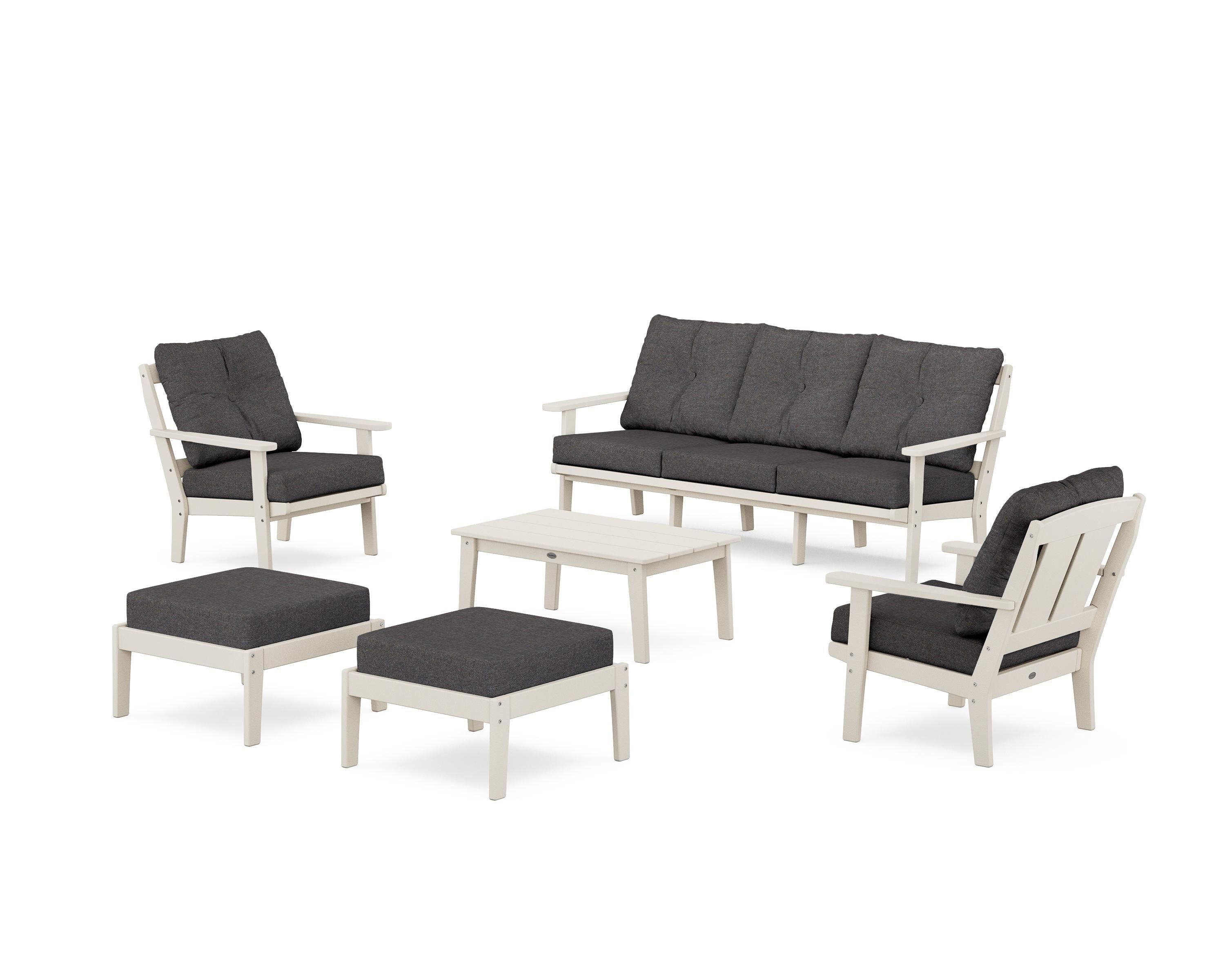POLYWOOD® Mission 6-Piece Lounge Sofa Set in Sand / Ash Charcoal