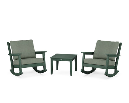POLYWOOD® Chippendale 3-Piece Deep Seating Rocker Set in Green / Cast Sage
