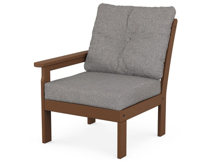 POLYWOOD® Vineyard Modular Left Arm Chair in Teak / Grey Mist