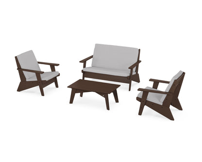 POLYWOOD® Riviera Modern Lounge 4-Piece Set in Mahogany / Granite