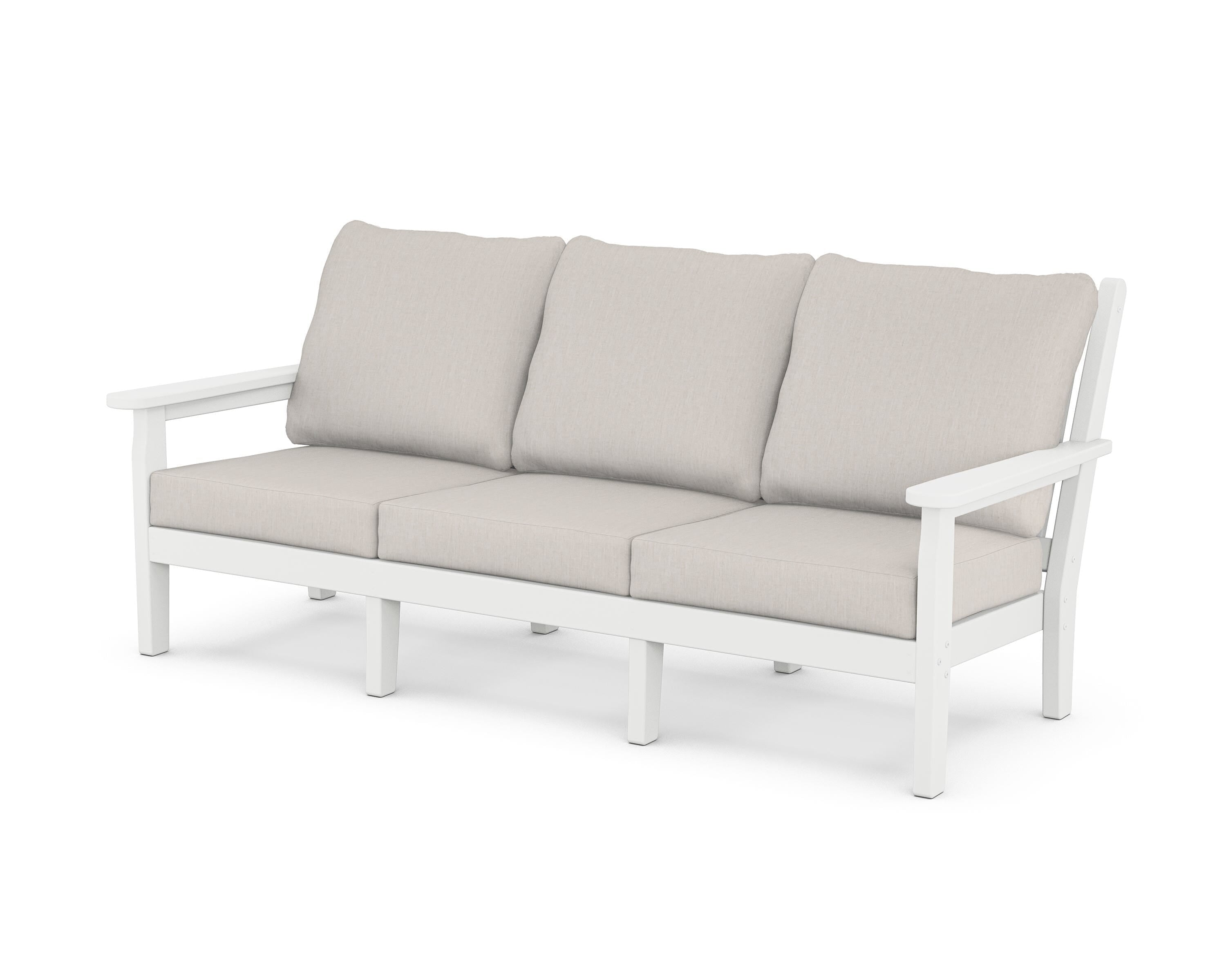 POLYWOOD® Chippendale Deep Seating Sofa in White / Cast Ash