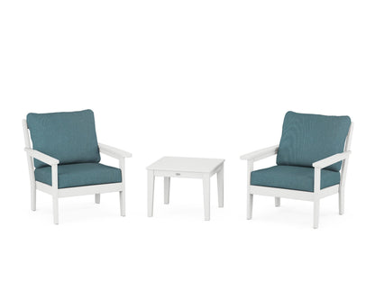 Country Living Cottage 3-Piece Deep Seating Set in White / Ocean Teal