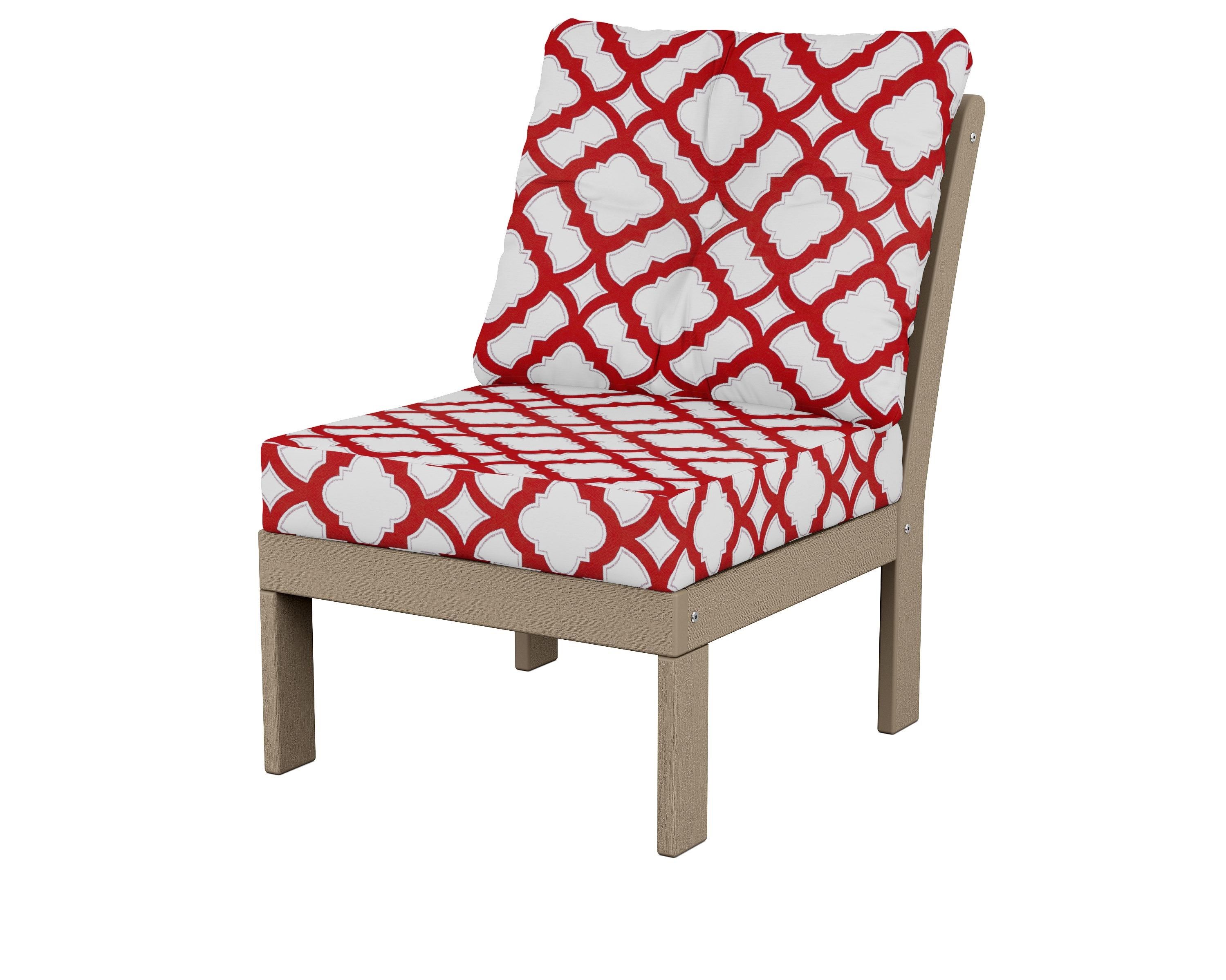 POLYWOOD® Vineyard Modular Armless Chair in Vintage Sahara / Trellis Crimson