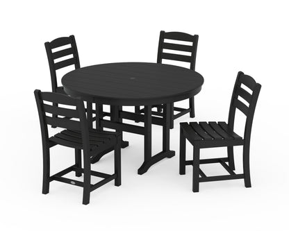POLYWOOD® La Casa Café Side Chair 5-Piece Round Farmhouse Dining Set in Black