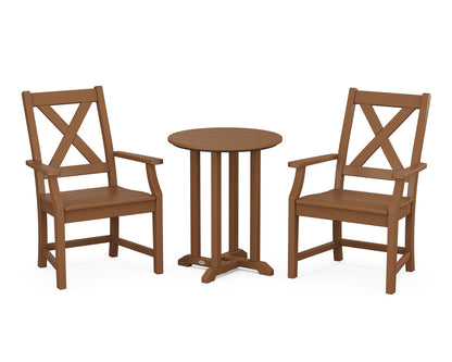 POLYWOOD® Braxton 3-Piece Round Bistro Dining Set in Teak