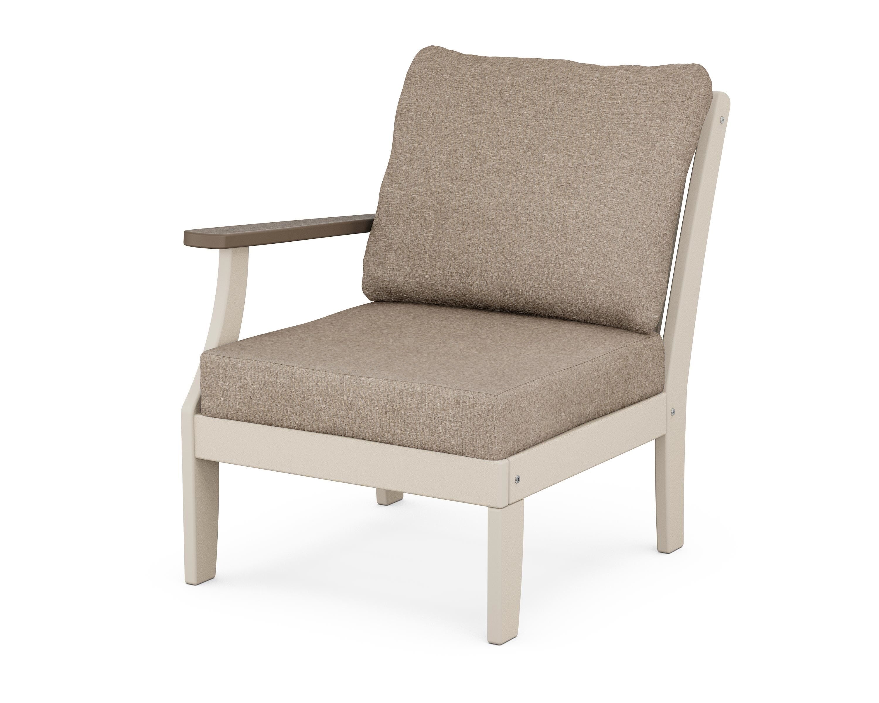 POLYWOOD® Braxton Modular Left Arm Chair in Sand / Kona / Spiced Burlap