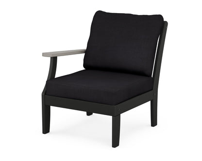 POLYWOOD® Braxton Modular Left Arm Chair in Black / Driftwood / Midnight Linen