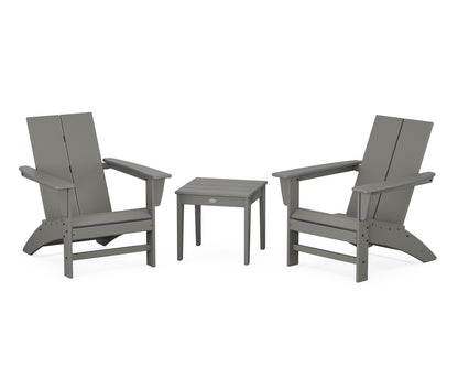 Country Living Cottage Modern Adirondack Chair 3-Piece Set in Slate Grey