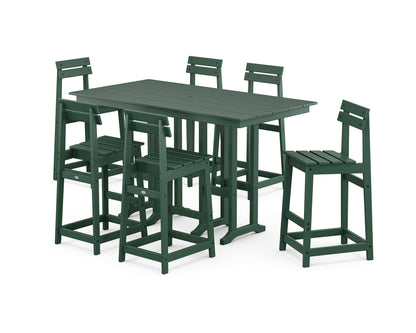 POLYWOOD® Modern Studio Plaza Bar Chair 7-Piece Set in Green