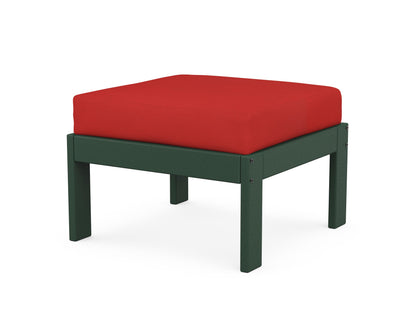 POLYWOOD® Vineyard Modular Ottoman in Green / Crimson Linen