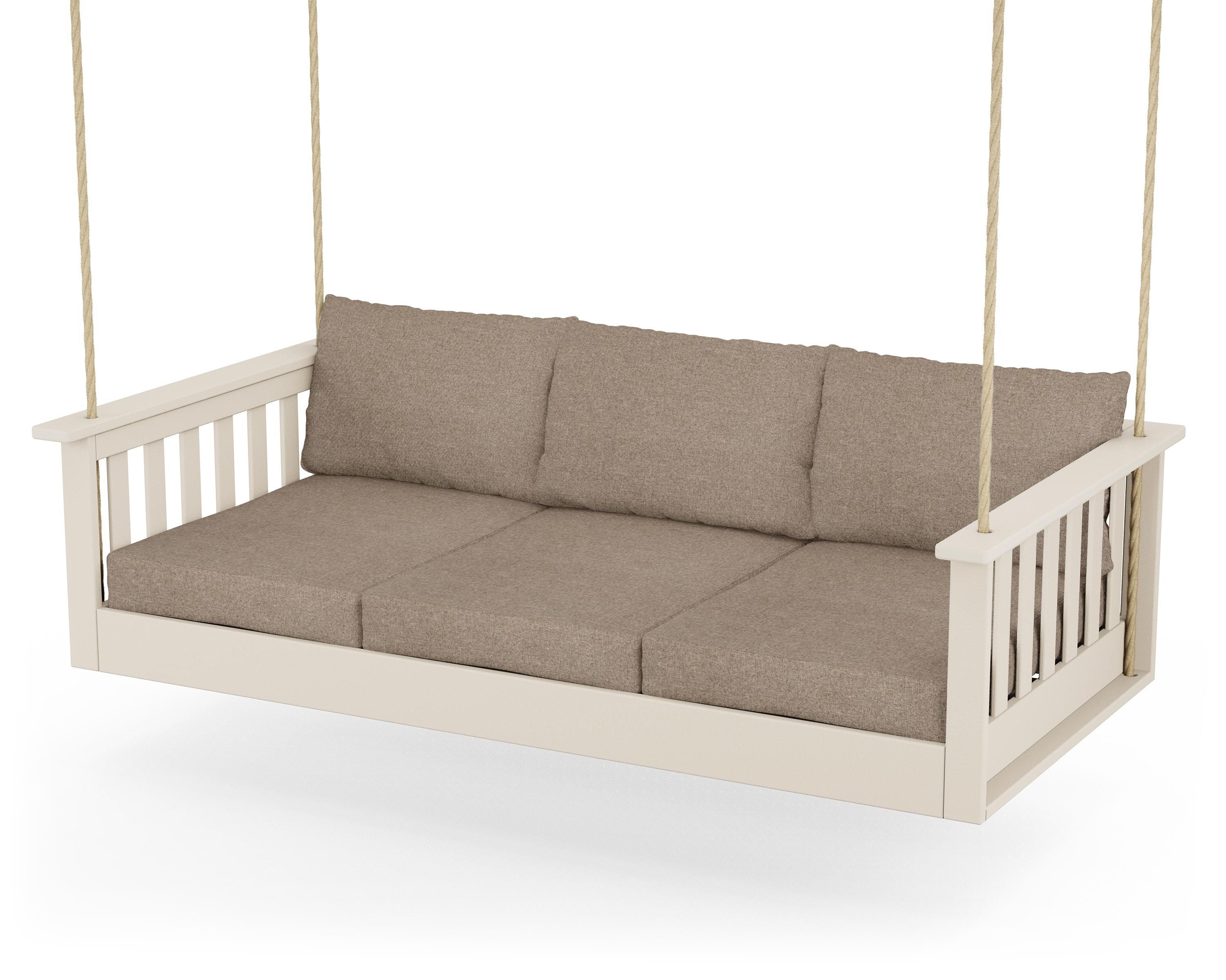 POLYWOOD® Vineyard Daybed Swing in Sand / Spiced Burlap