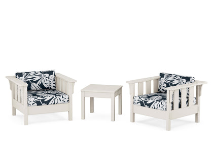 Martha Stewart by POLYWOOD® Acadia 3-Piece Deep Seating Set in Sand / Leaf Marine Indigo