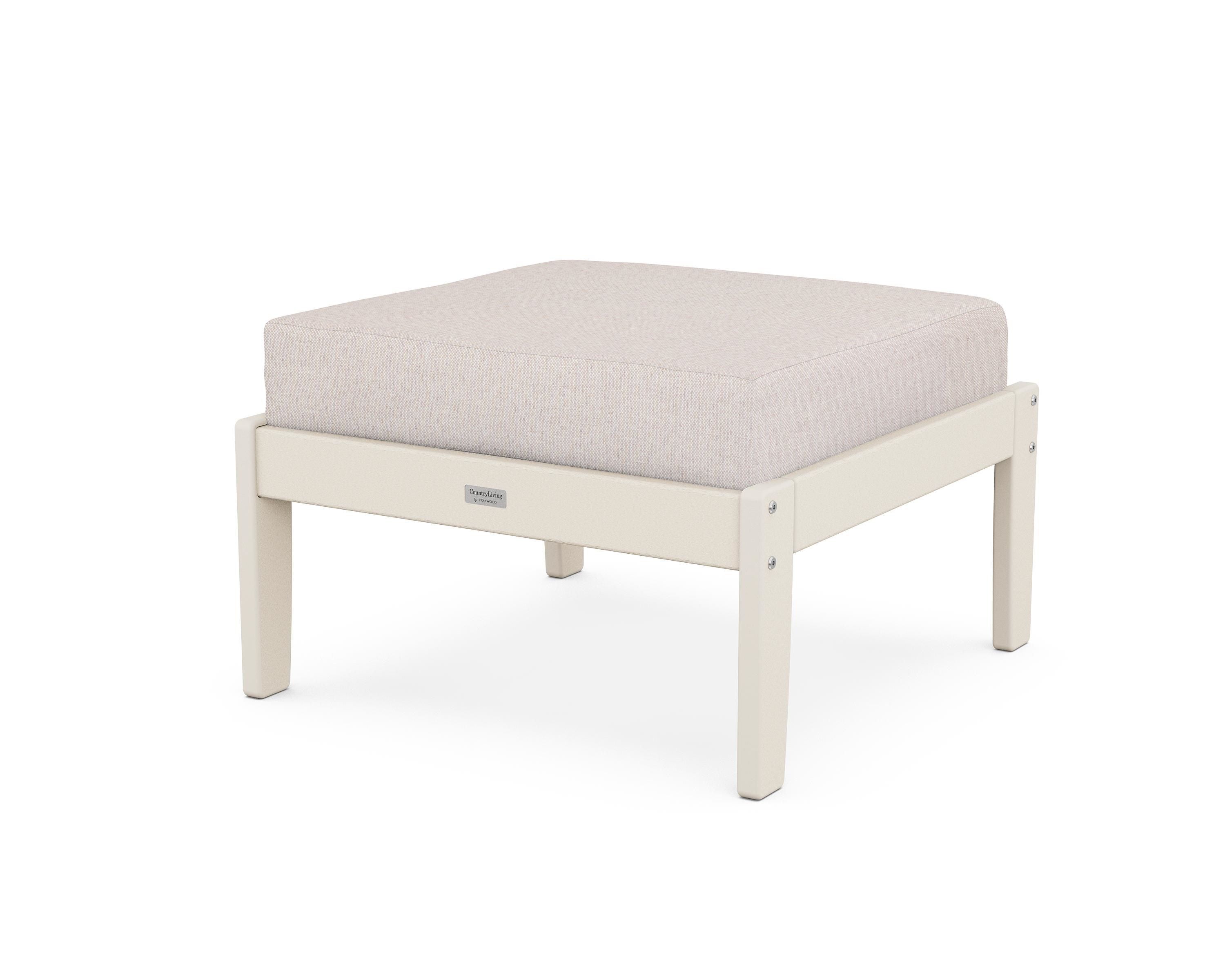 Country Living Cottage Deep Seating Ottoman in Sand / Dune Burlap