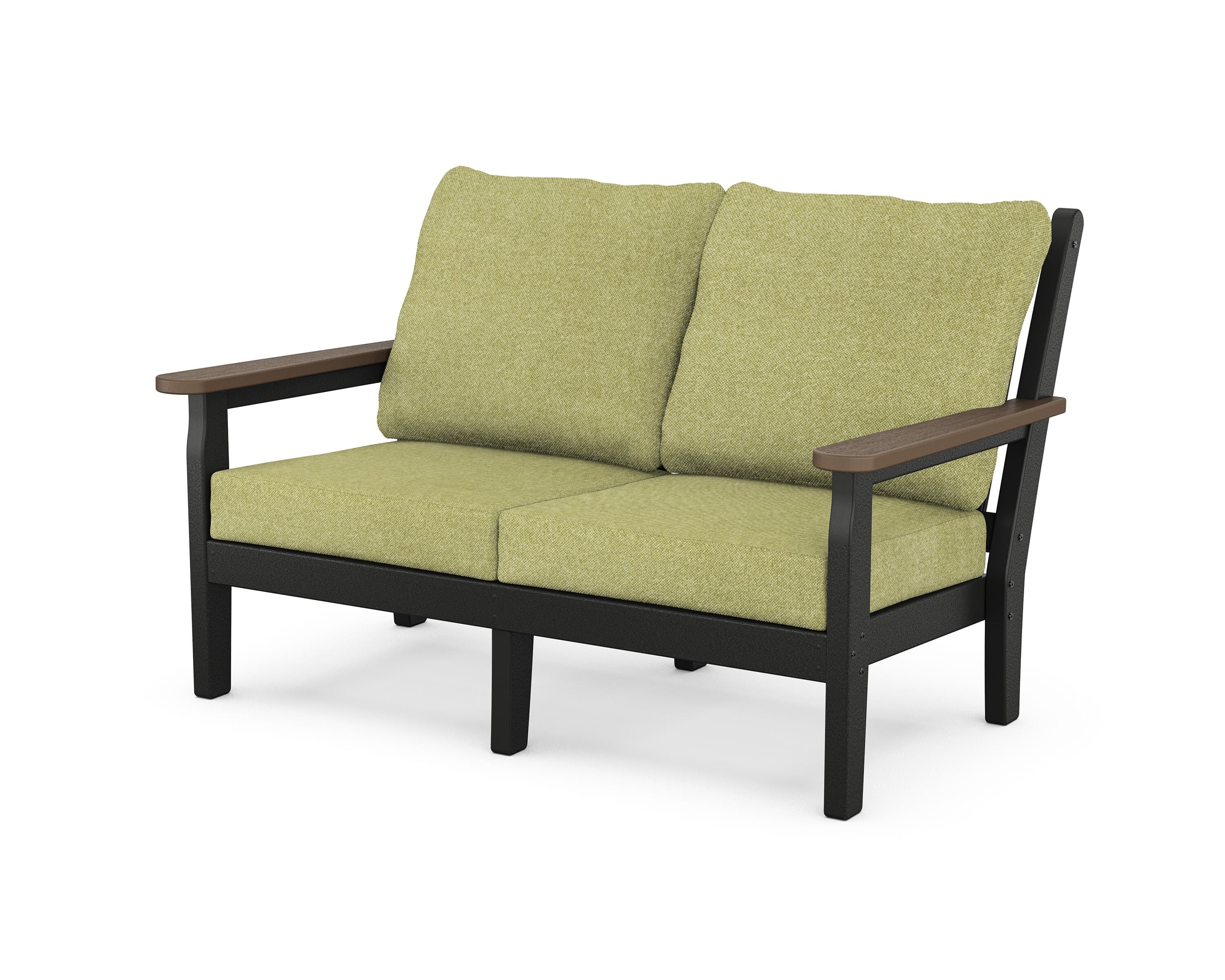 POLYWOOD® Chippendale Deep Seating Loveseat in Black / Kona / Chartreuse Boucle