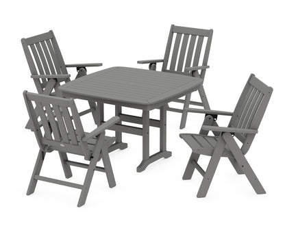 POLYWOOD® Vineyard Folding Chair 5-Piece Dining Set in Slate Grey