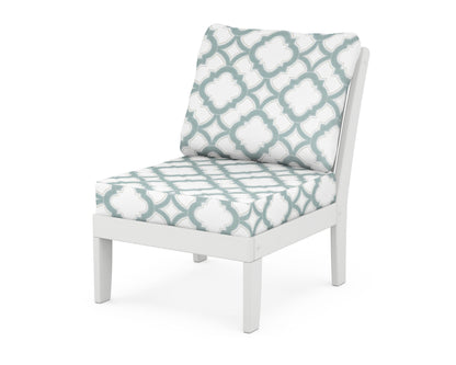 POLYWOOD® Braxton Modular Armless Chair in White / Trellis Glacier Spa