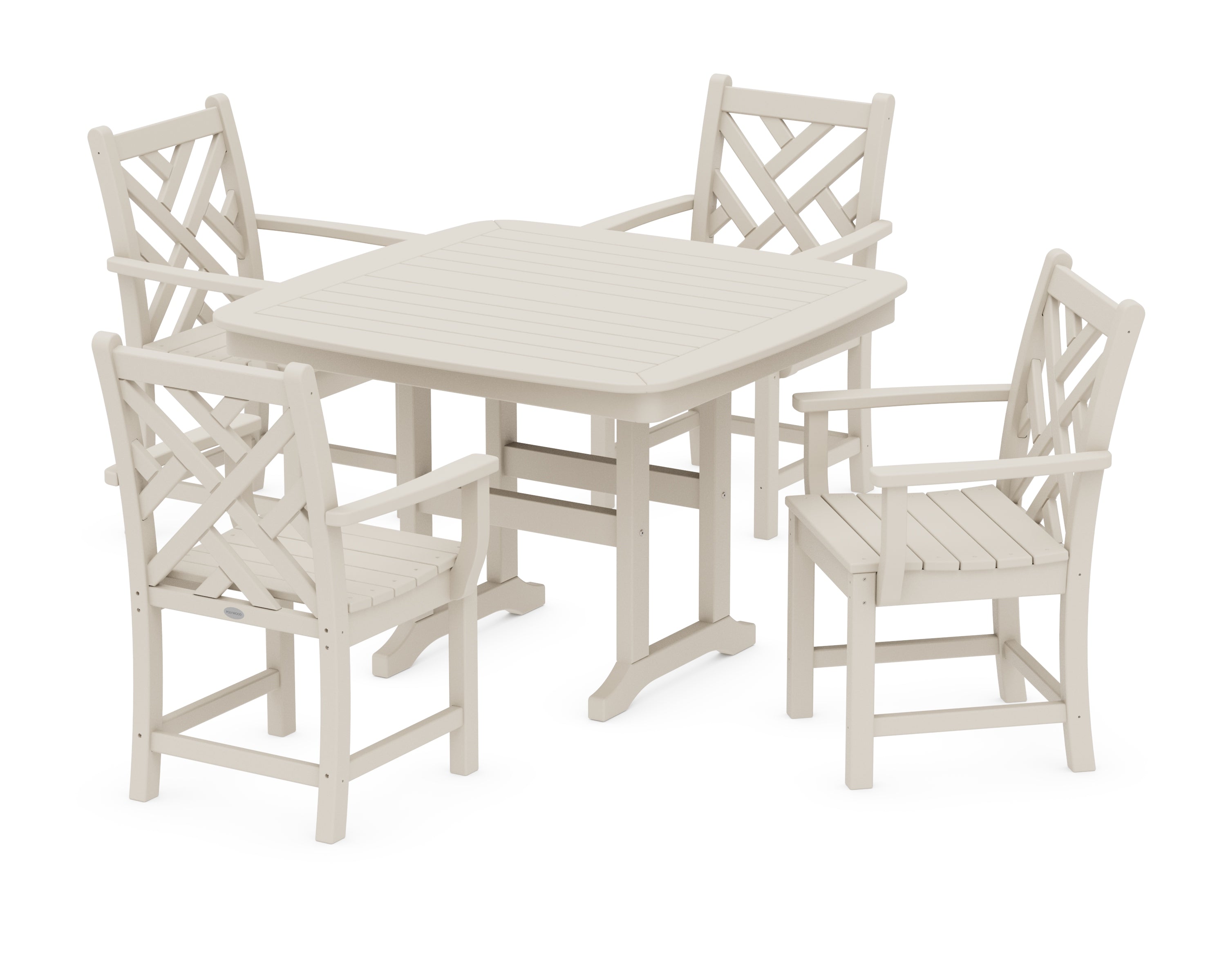 POLYWOOD® Chippendale 5-Piece Dining Set with Trestle Legs in Sand
