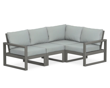POLYWOOD® EDGE 4-Piece Modular Deep Seating Set in Slate Grey / Spa
