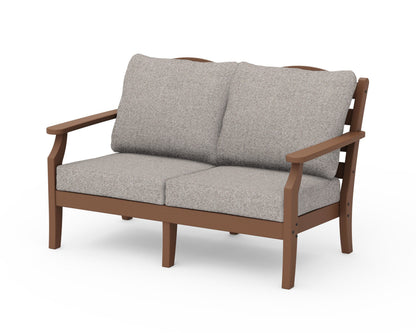 Draper James™ by  POLYWOOD® Savannah Deep Seating Loveseat in Teak / Weathered Tweed